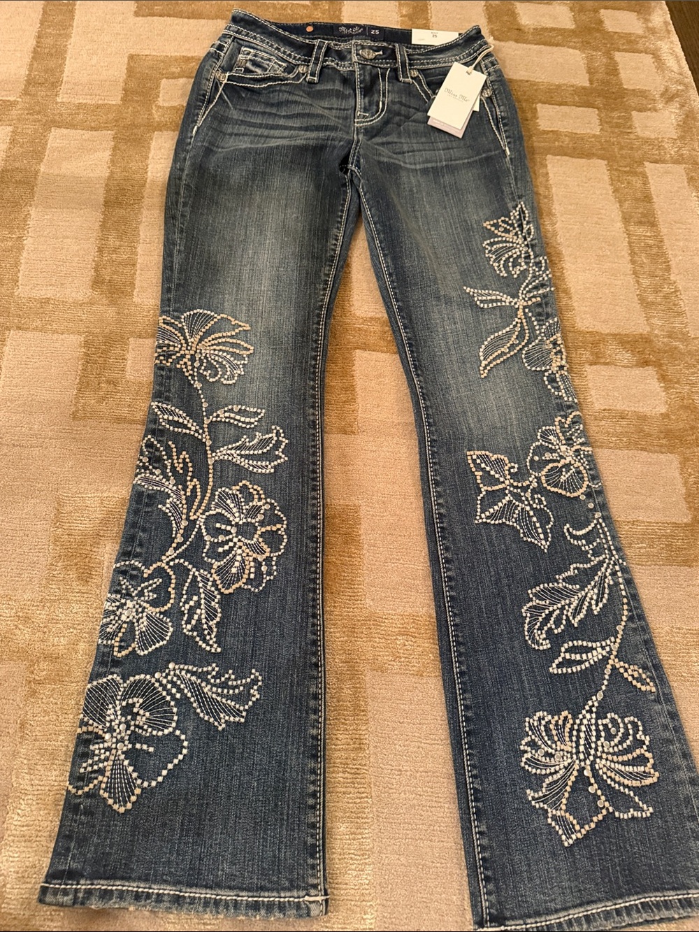 Miss Me Dark Blue Embellished Flare Jeans